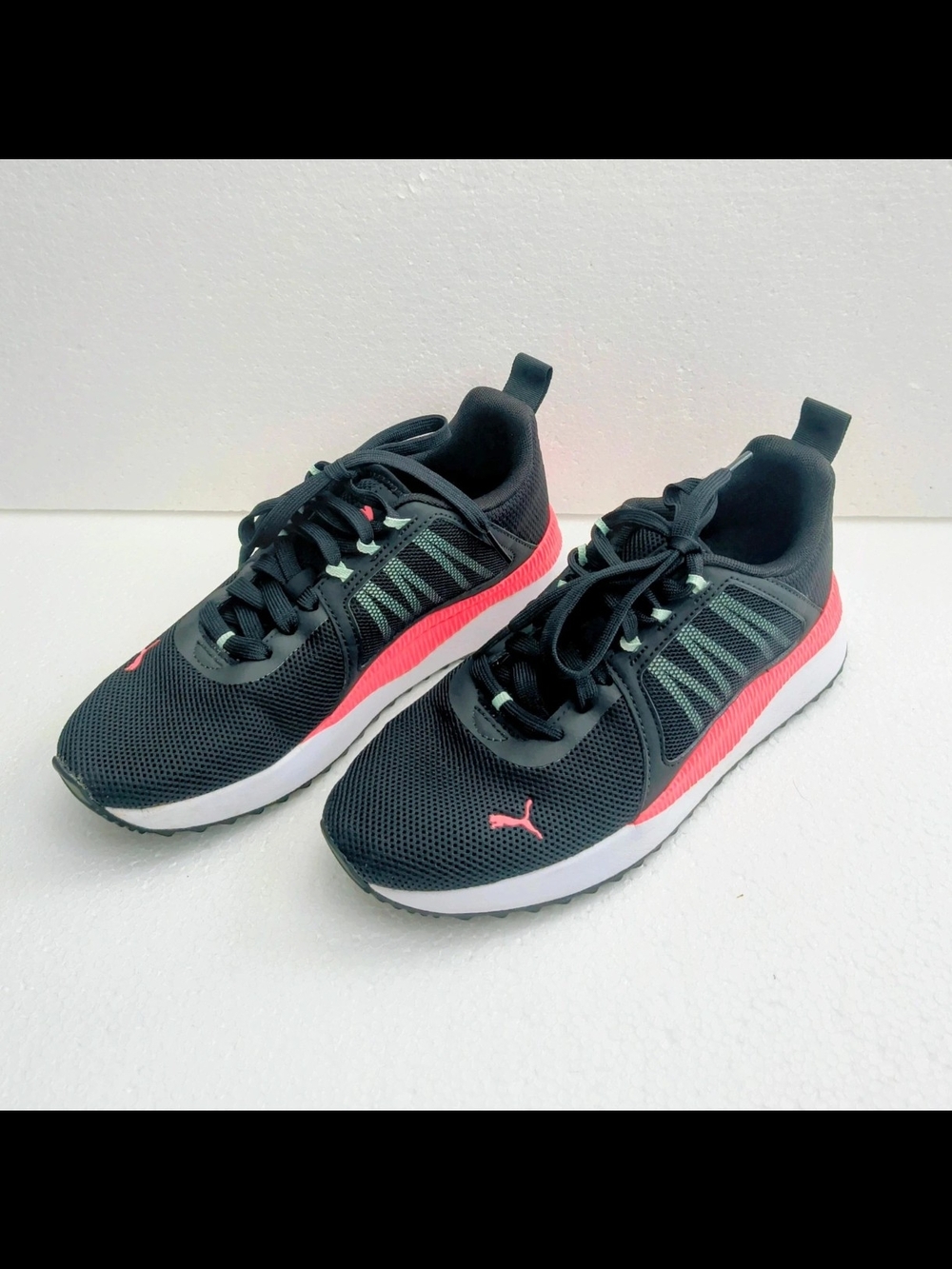 Puma Black Athletic Shoes with Pink Accents
